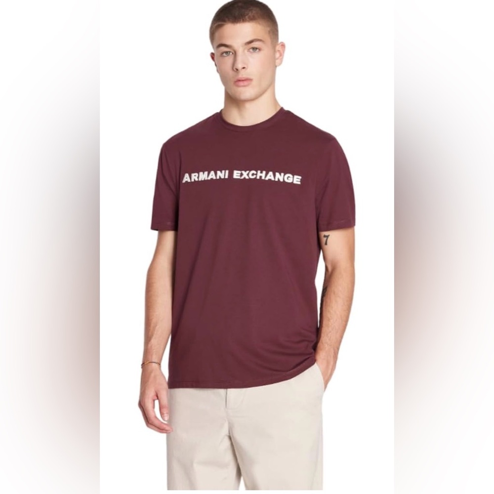 Armani Exchange Men's Dark Red Tee